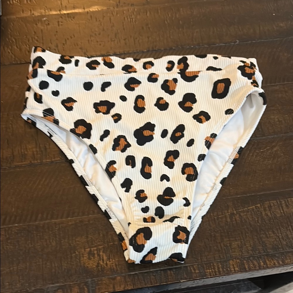 Leopard Print High-Waisted Bikini Bottoms